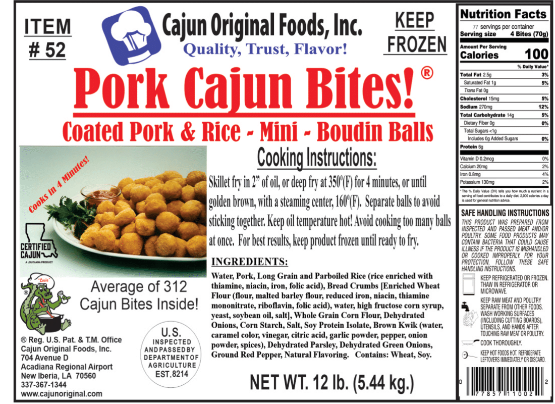 12 lb Boudin Bites Food Service